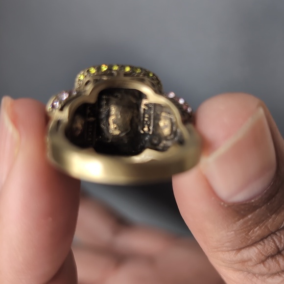 Heidi Daus| Bronze Toned Multicolored Green and Pink Crystal Ring - Picture 9 of 12